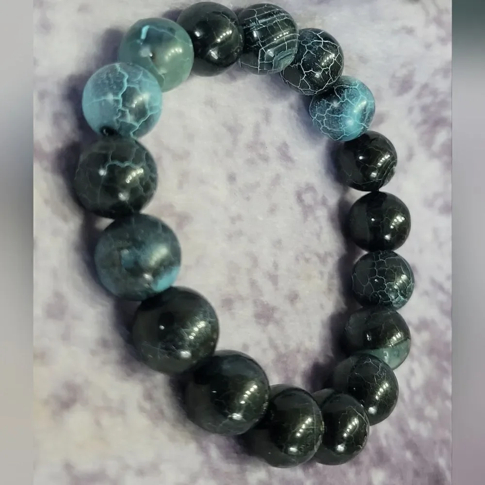 Blue Agate Beaded Bracelet‎